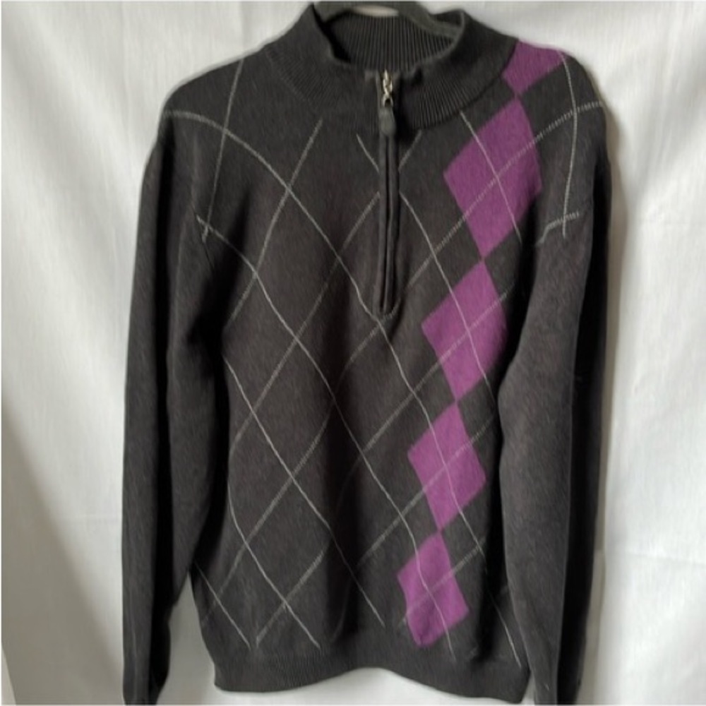 Walter Hagen Argyle 1/4 Zip Sweater Large